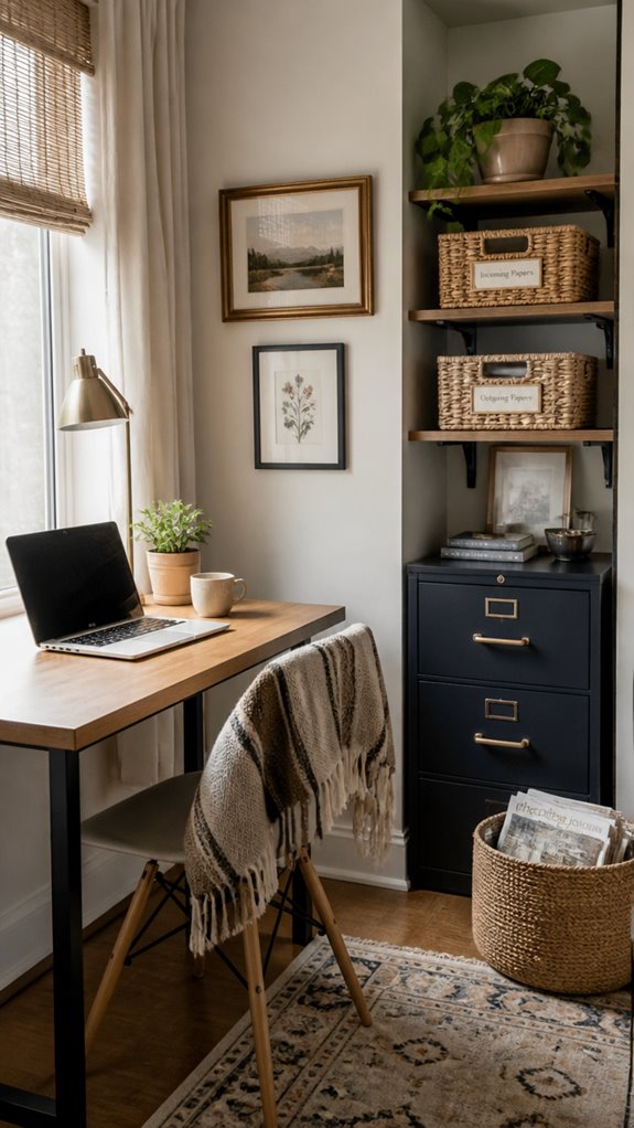 organize papers with baskets