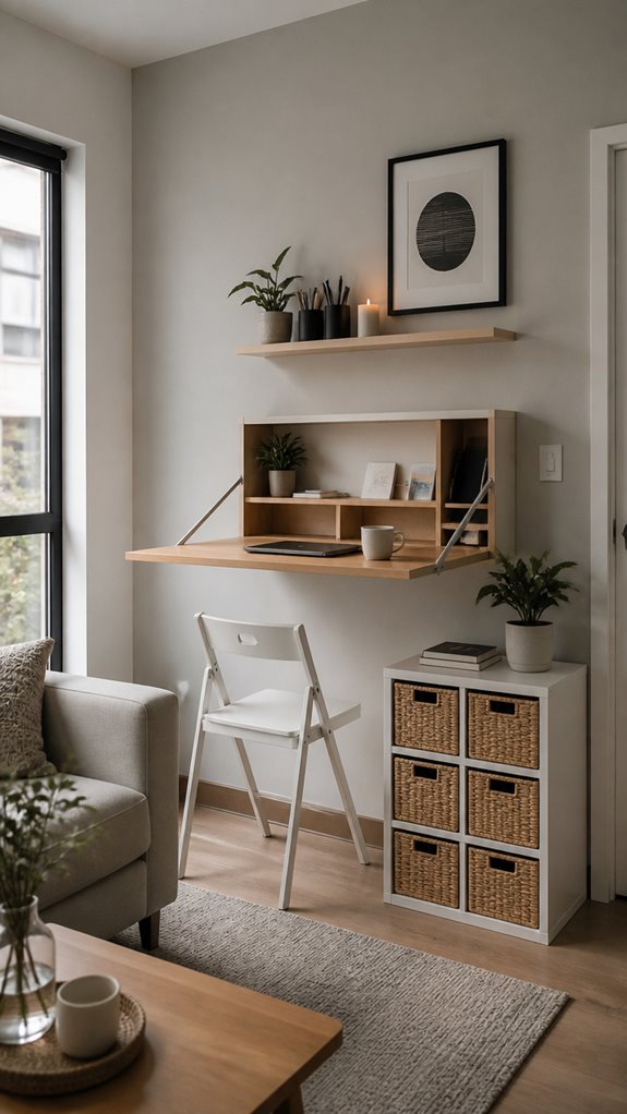 space saving fold down desks