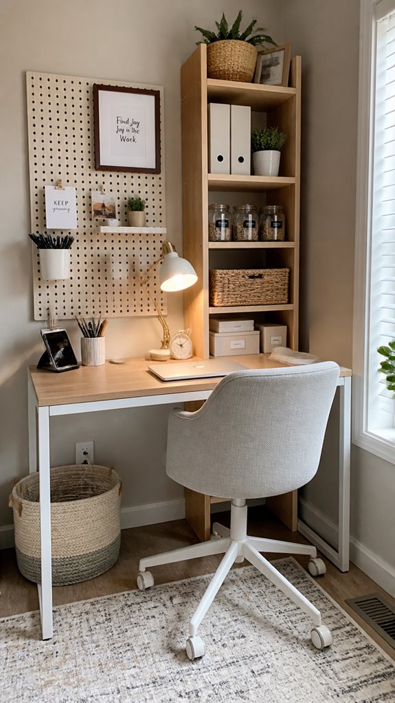 stylish storage enhances office decor