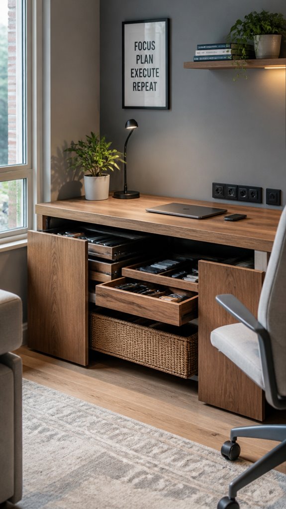 under desk organized storage