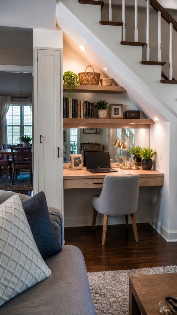 under stair small desk organization
