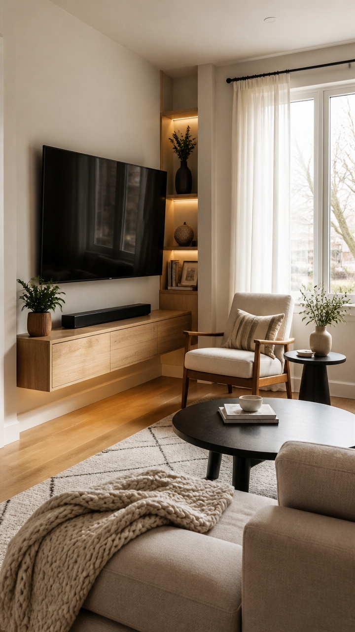angled tv improves space