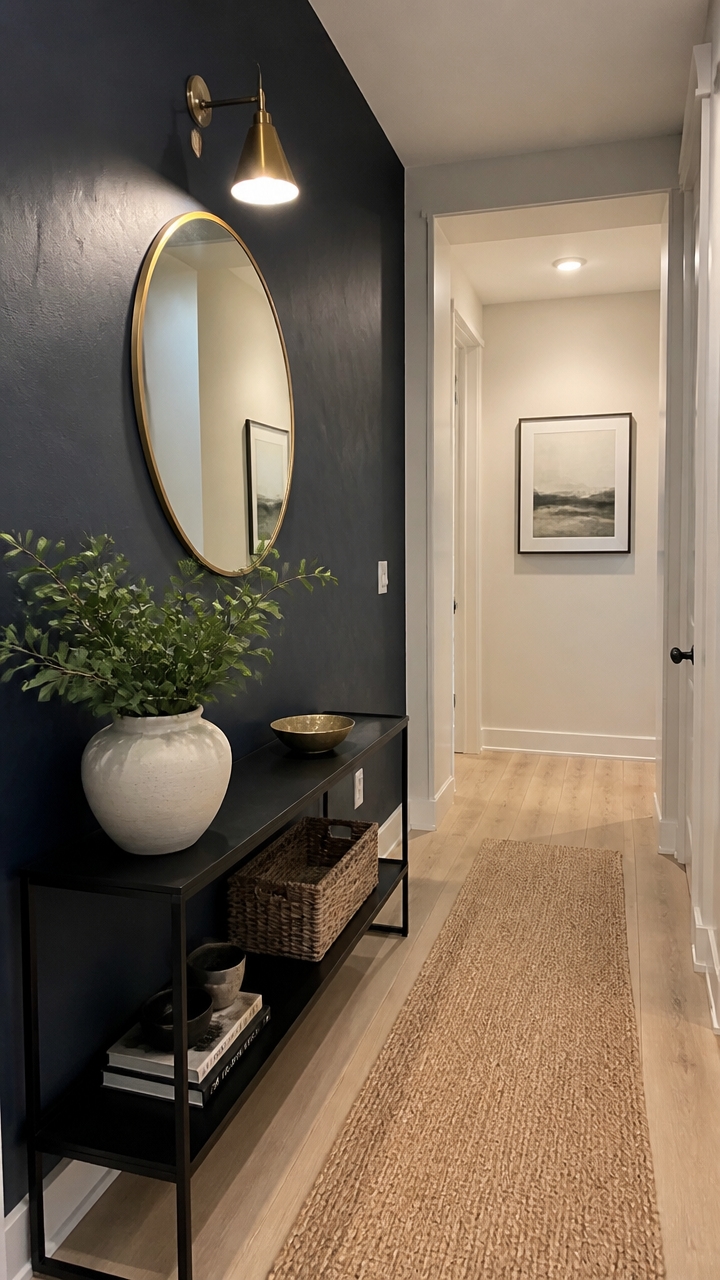 bold hallway accent wall
