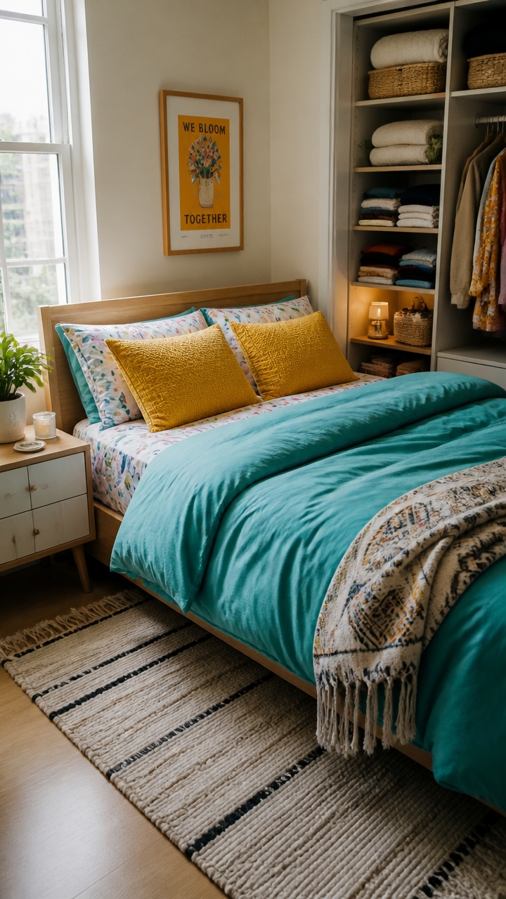 colorful linens boost space