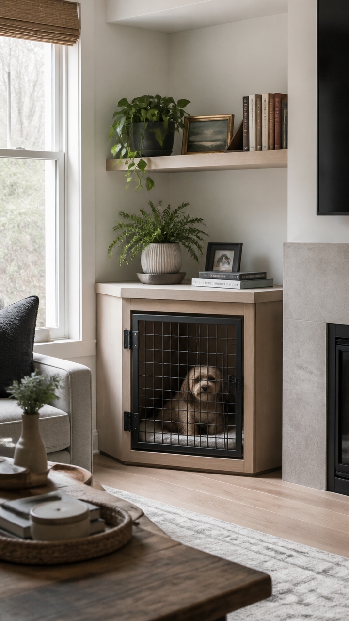 corner dog crates maximize space