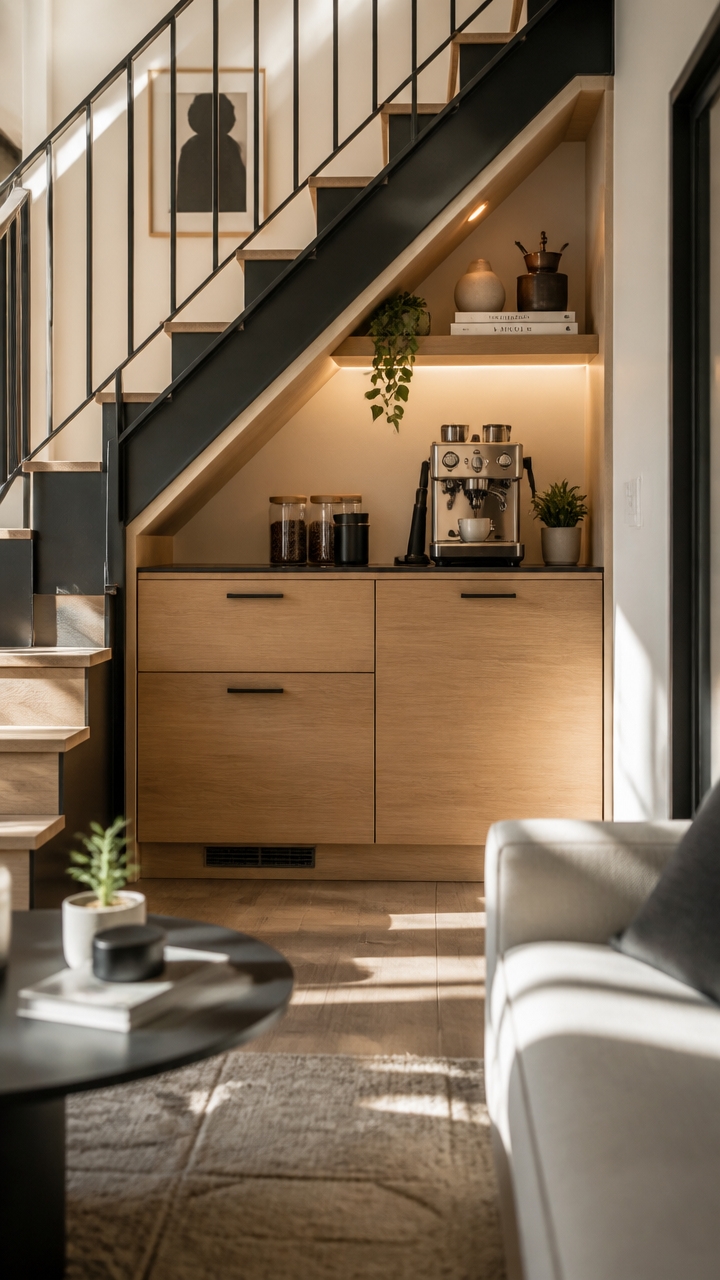 custom under stair coffee station