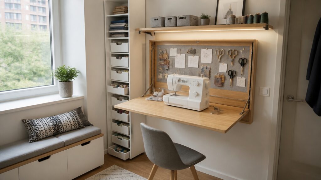 efficient small sewing spaces