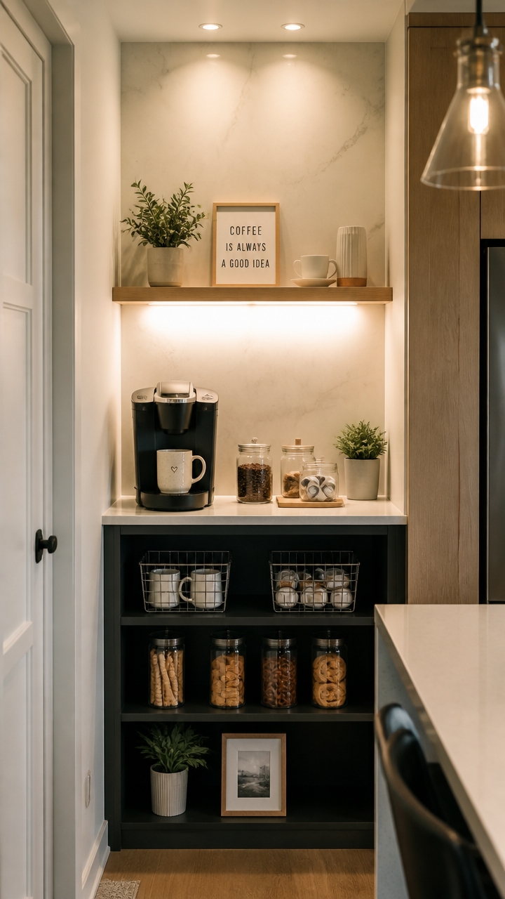 focused lighting enhances coffee area