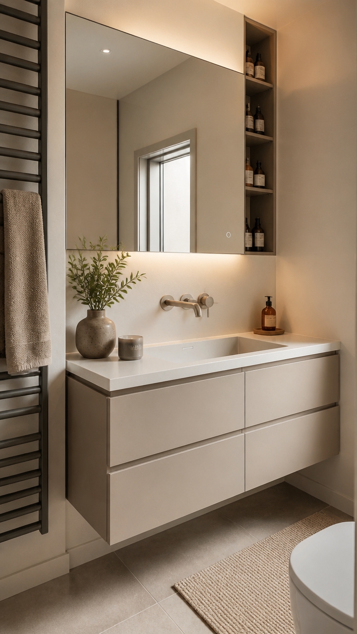 hidden storage behind mirrors
