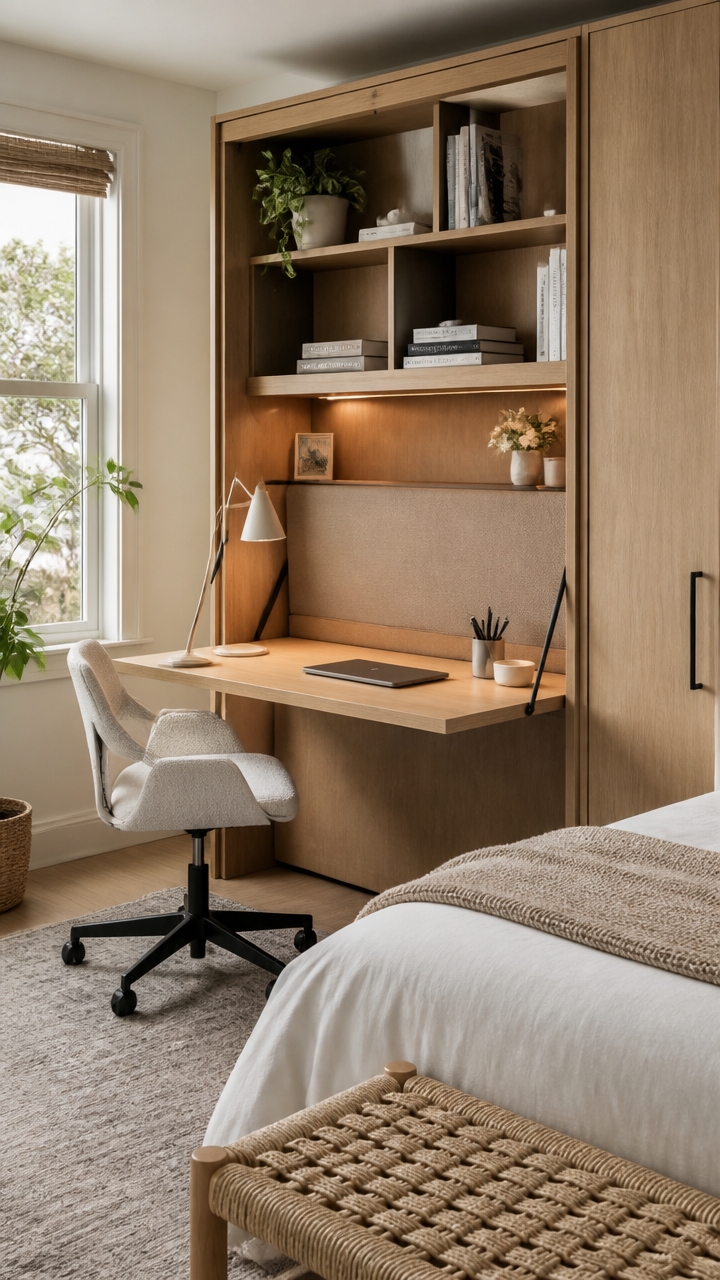hidden versatile bedroom workspace