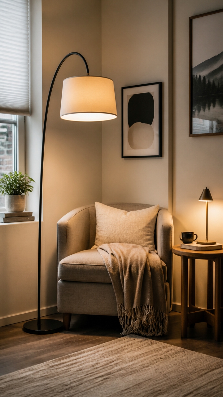 layered small space lighting