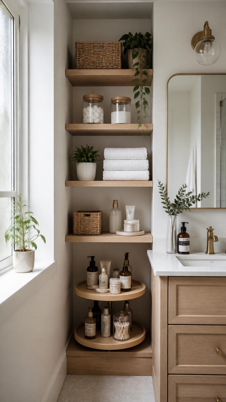 maximize bathroom vertical storage
