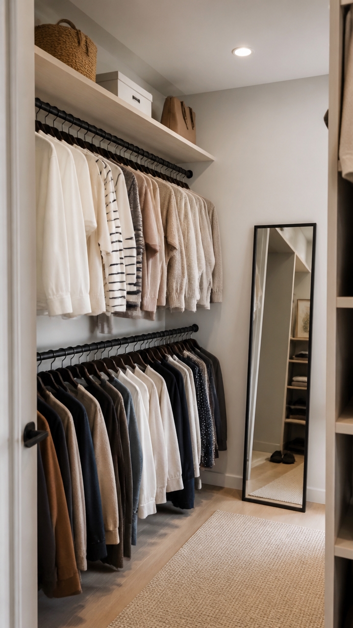 multiple hanging rods installed