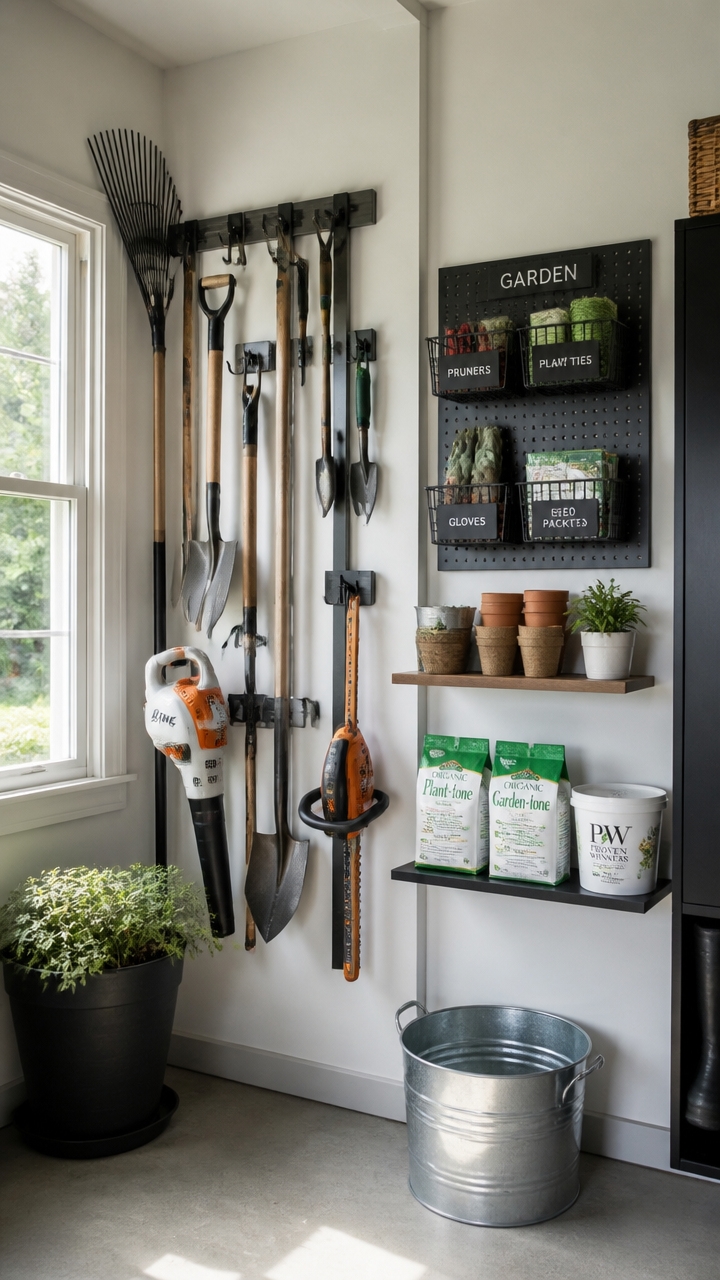 organize garden tool storage