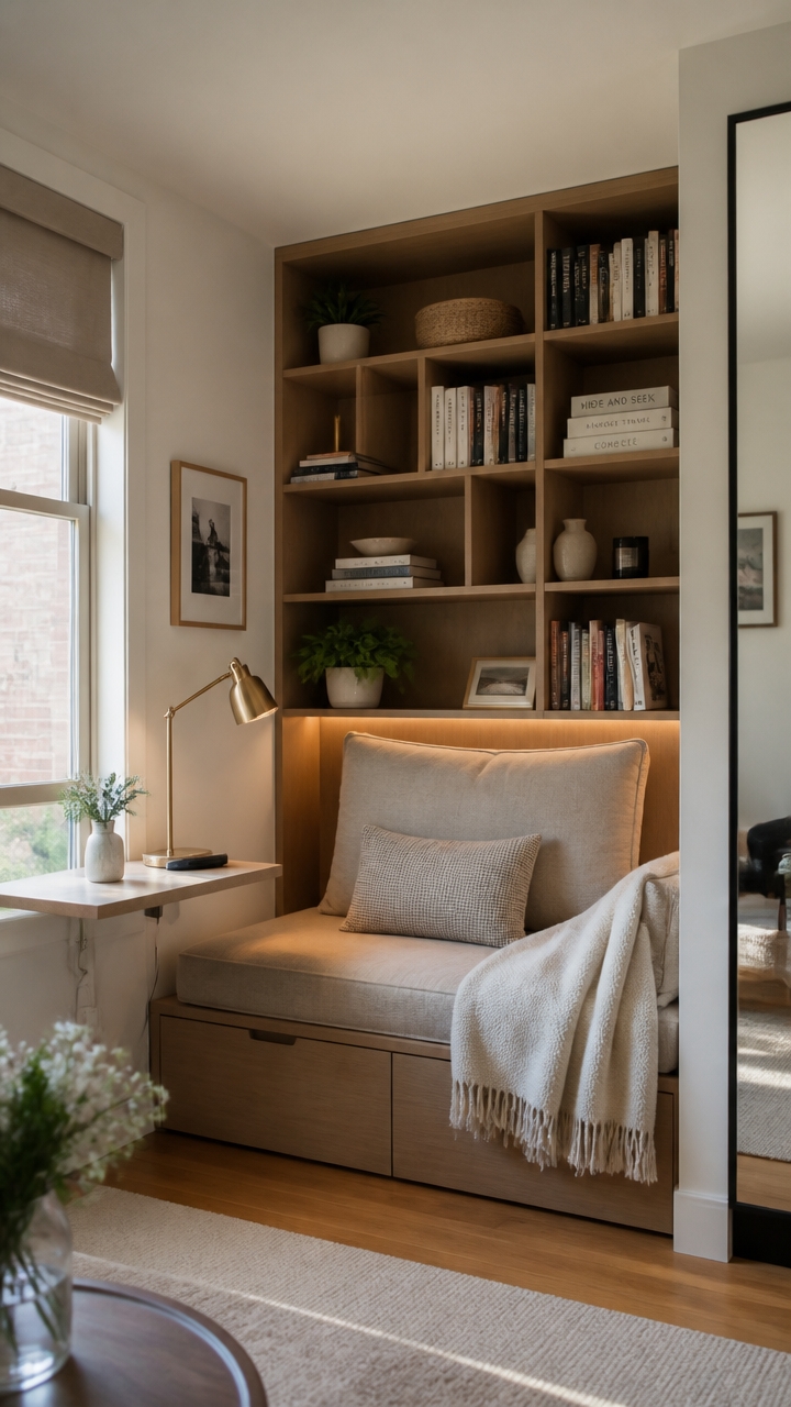 organized peaceful reading space