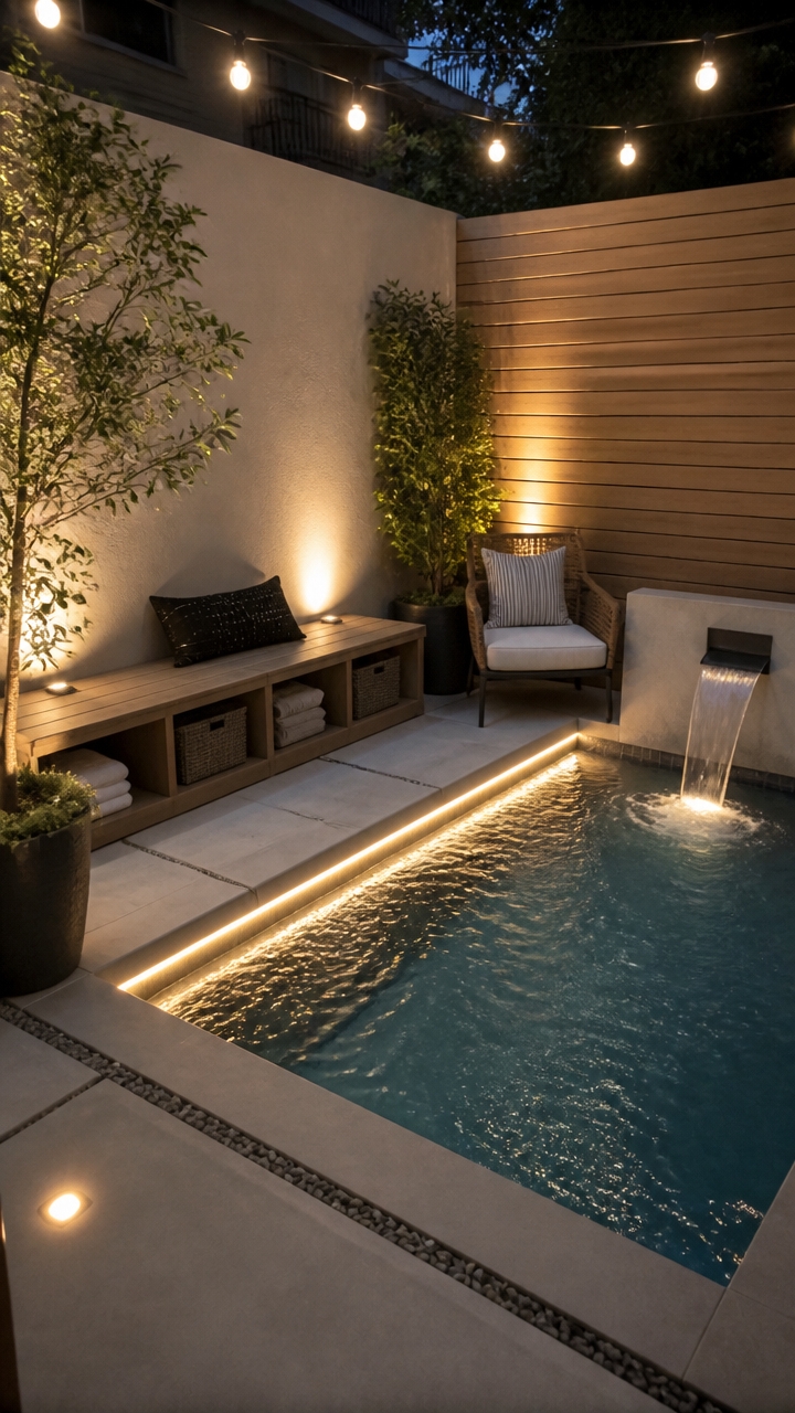 pool lighting and water features