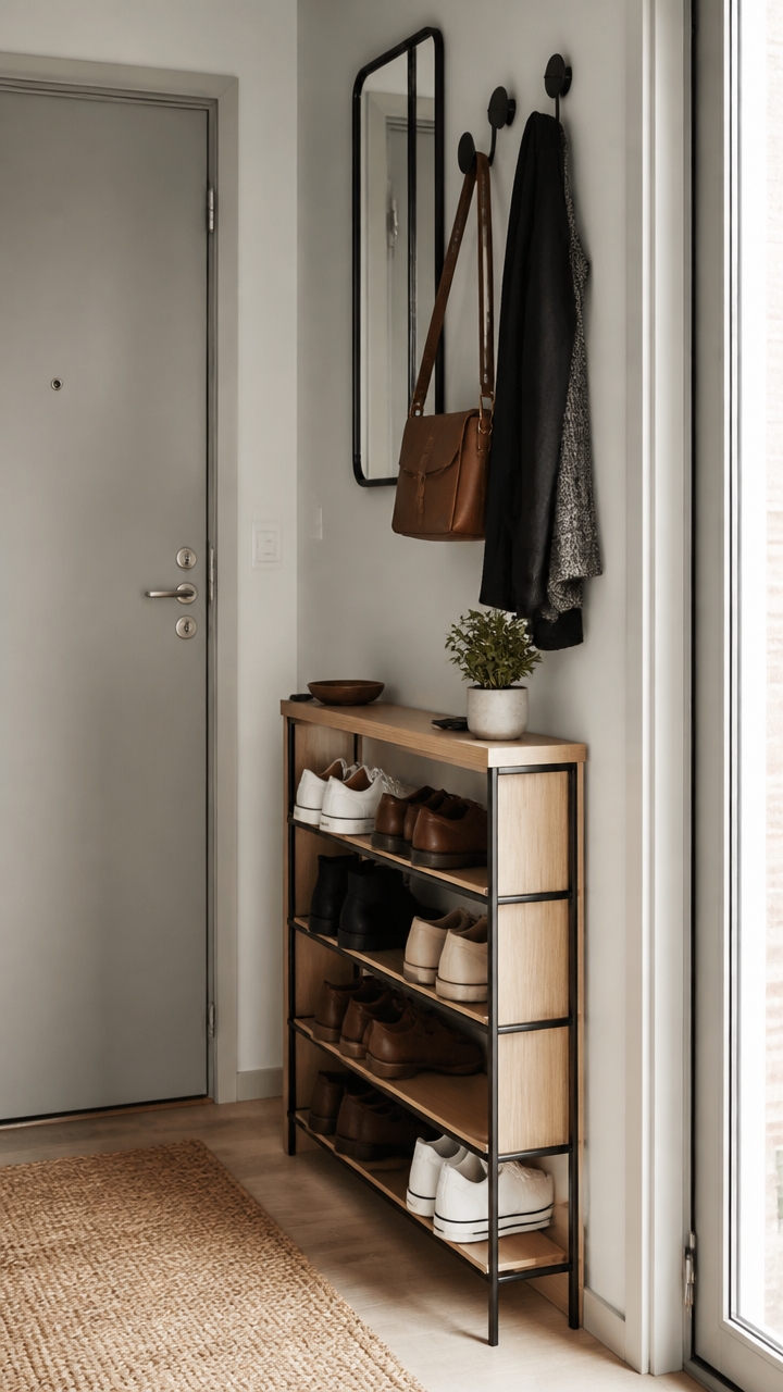 slim narrow entryway storage