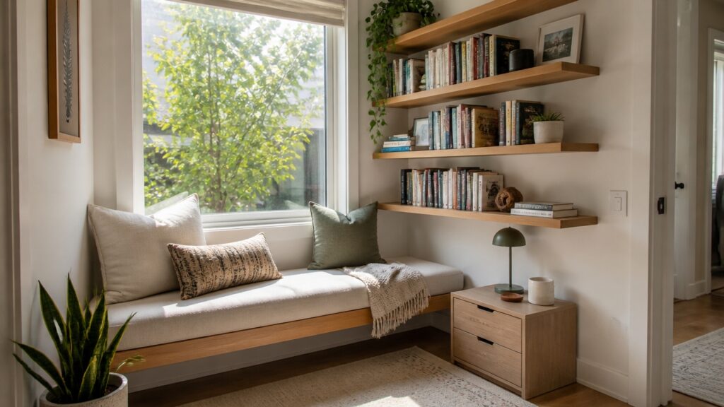 small space reading nook