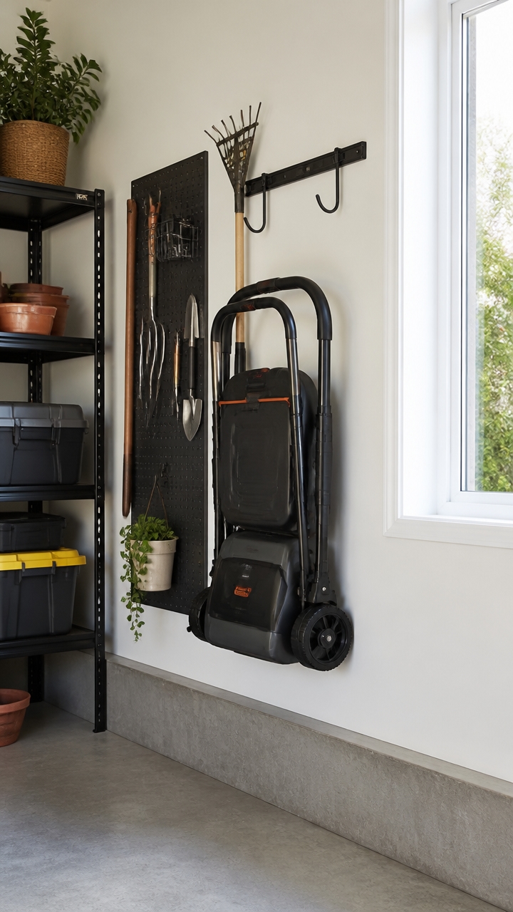 space saving foldable mower