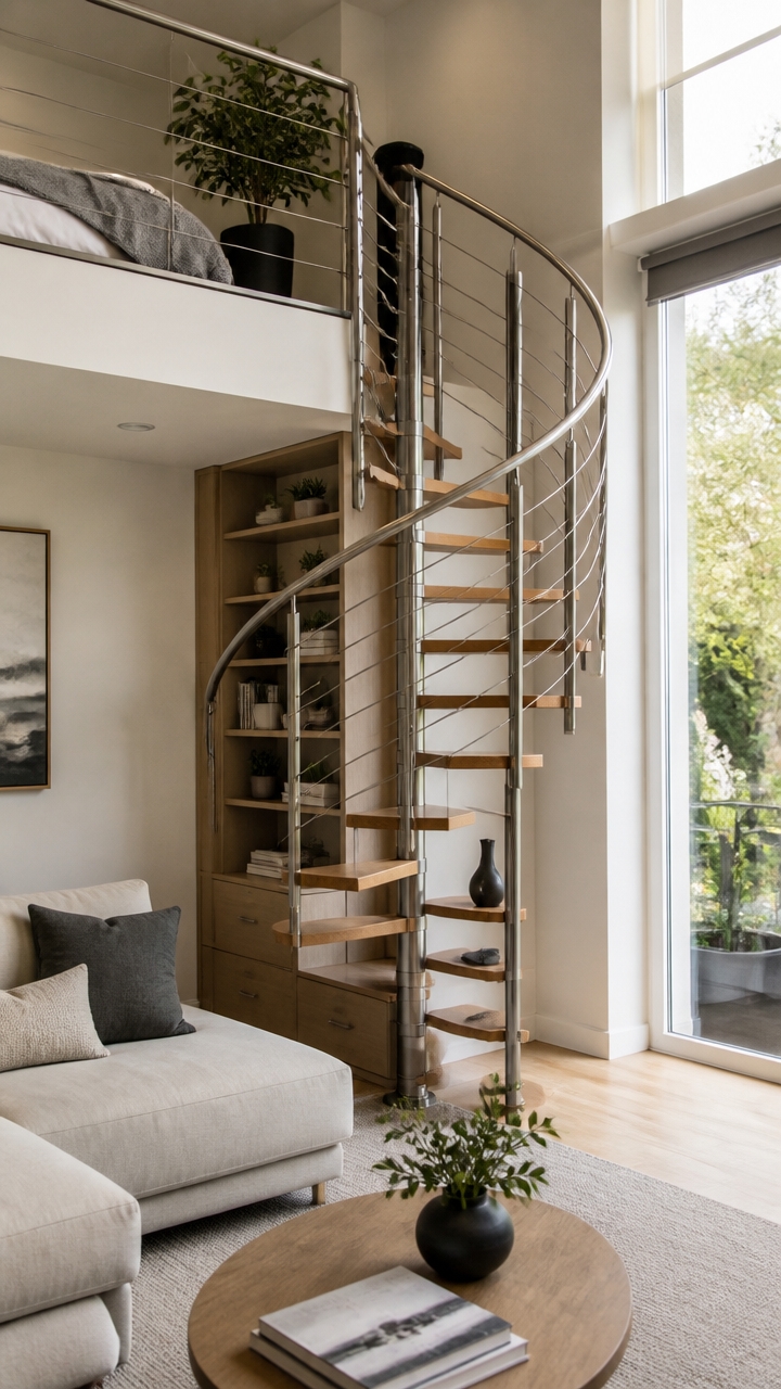 space saving spiral staircase