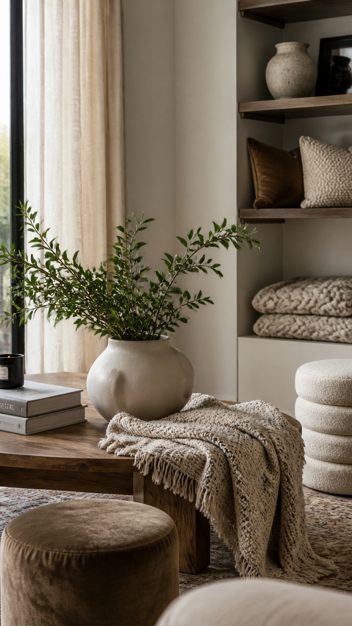 textured textiles and low centerpieces