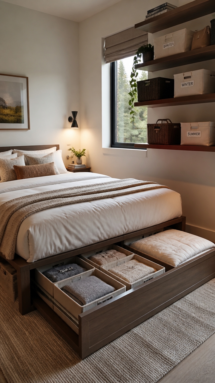 under bed organized seasonal storage