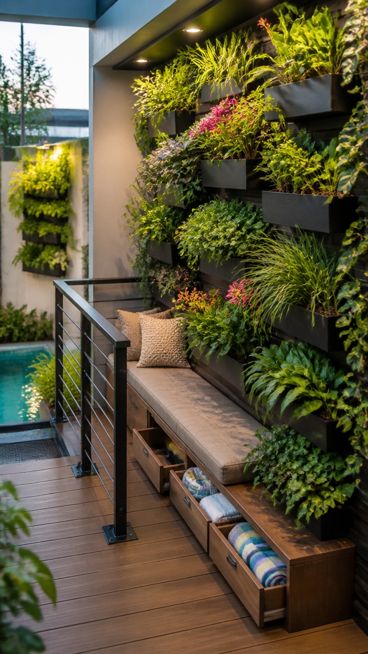 vertical greenery enhances small pools