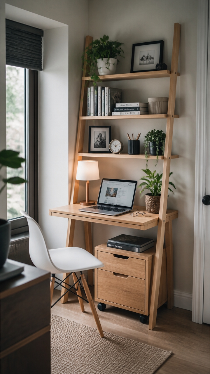 vertical storage ladder desks