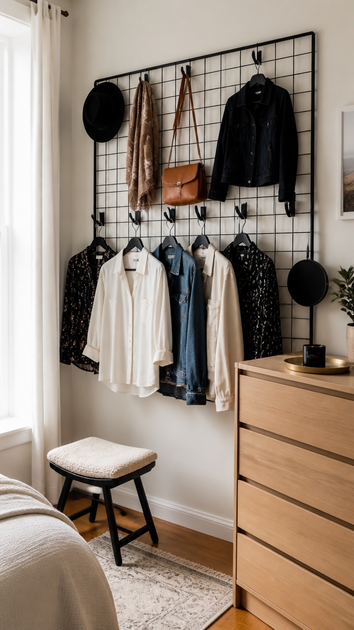 wall grid for outfit organization