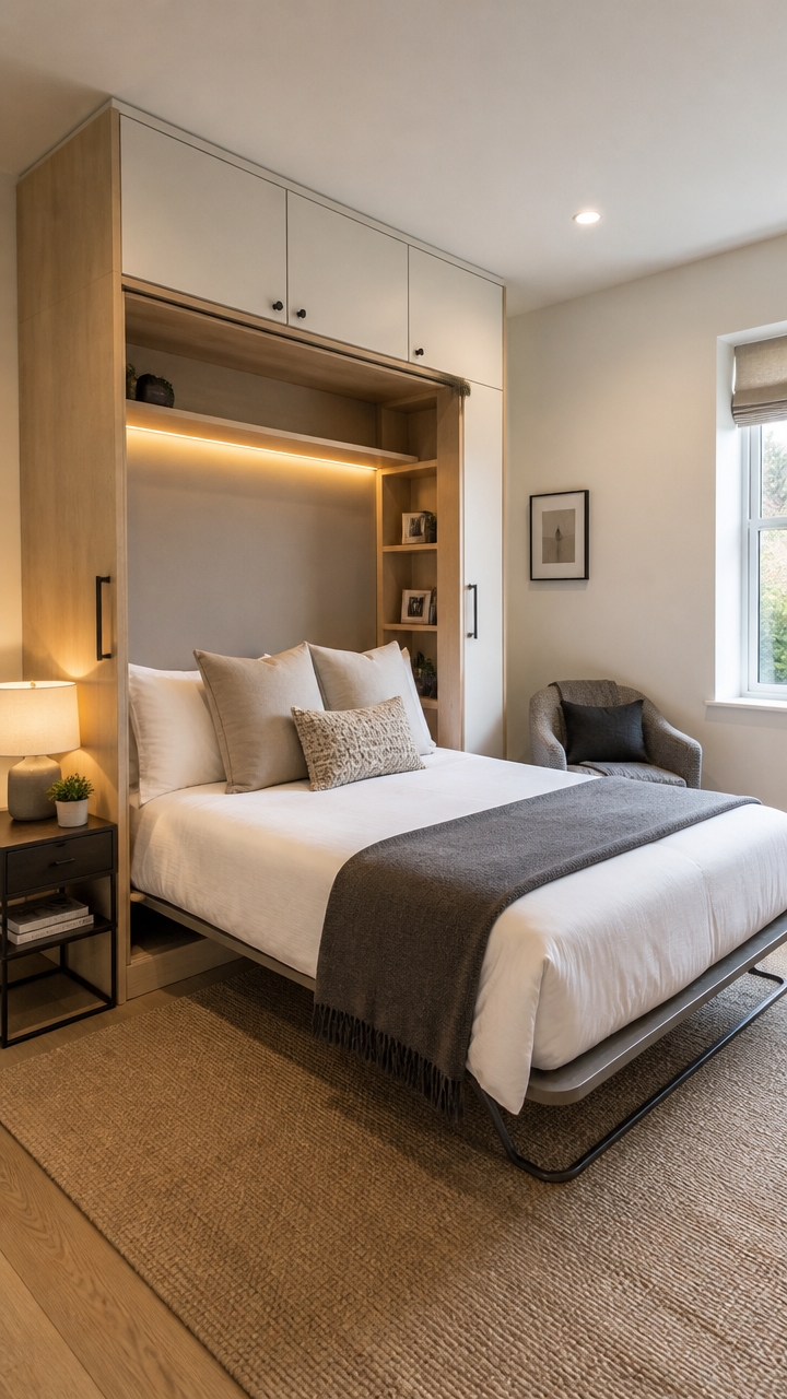 wall mounted bed with storage