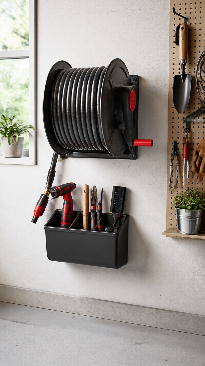 wall mounted hose storage